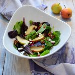 Mixed Green Salad with Pear, Walnuts, and Feta|My Global Cuisine